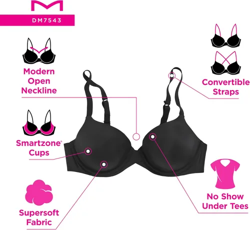 Vista 5 de Maidenform Brasier de microfibra con aros para mujer, con tirantes convertibles