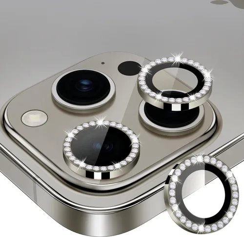 Vista 85 de Protector de lente de cámara para iPhone 15 Pro/iPhone 15 Pro Max, anillo de metal individual, dureza 9H, protector a prueba de arañazos, accesorios