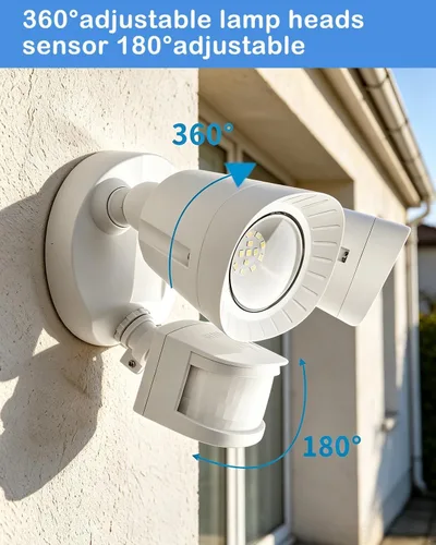 Vista 12 de UFOND Luces LED de seguridad para exteriores, luz con sensor de movimiento, 2400 lúmenes, reflectores de aluminio, impermeable, ángulo ajustable