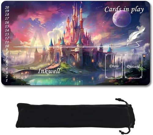 Vista 10 de Alfombrillas de juego compatibles con Lorcana tamaño 24 x 14 pulgadas, tapete de juego TCG de goma antideslizante con Zones y bolsa
