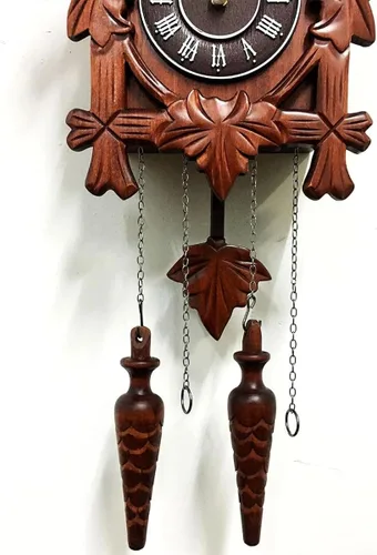 Vista 8 de Rylai Reloj de Cuco Vintage Grande de Madera para Pared Hecho a Mano 13x9.5 Pulgadas Marrón