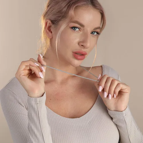 Vista 5 de CEKAMA Cadena de cuentas de plata de ley 925 para hombres y mujeres, cadena brillante de 0.118in, 18 a 26 pulgadas, joyería de regalo para Navidad
