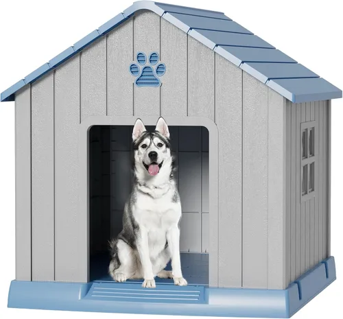 Vista 22 de Fancyango Casa para perros al aire libre e interior, impermeable, ventilada, fácil de limpiar, suelo elevado para perros pequeños y grandes, fácil