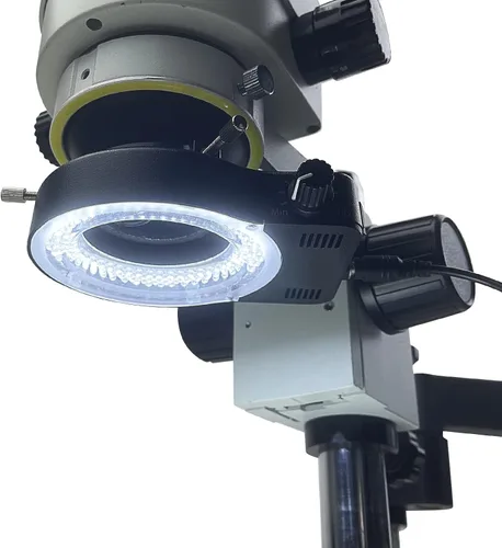 Vista 2 de 144 64 Iluminación LED de anillo de luz para microscopio estéreo, lámpara de luz de anillo ajustable industria, monocular, binocular, soldadura 64