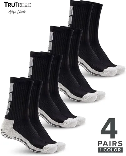 Vista 4 de TruTread Calcetines de fútbol antideslizantes para hombre 4 pares Agarre antideslizante Fútbol baloncesto
