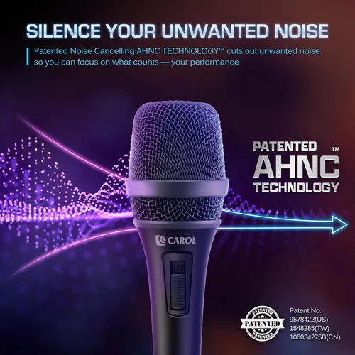 Vista 4 de CAROL AC-900S XLR Micrófono vocal con cable, supercardioide con interruptor - negro Dynamic handheld microphone with AHNC dual-engine noise