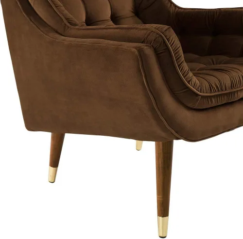 Vista 5 de Modway EEI-3001-BRN - Silla de salón tapizada de terciopelo con botones, color marrón