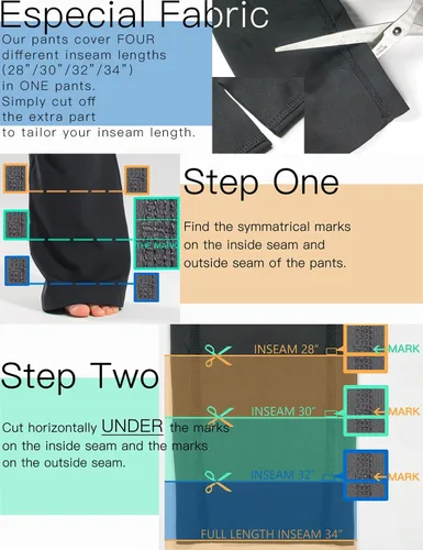 Vista 50 de Safort Pantalones de yoga con entrepierna de 28" 30" 32" 34"más amplios en la parte inferior para botas altas, 4 bolsillos, UPF50+
