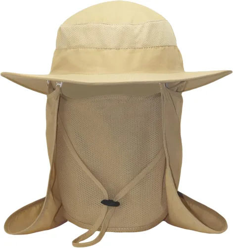 Vista 7 de Sombrero de pesca Sun Bonnie para hombres y mujeres, protección UV, gorra ligera, ala ancha, solapa desmontable para el cuello y cubierta facial