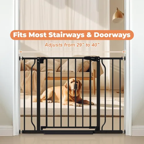 Vista 7 de Puerta de bebé para escaleras sin taladrar, puerta para perros de 29 a 40 pulgadas con cierre automático para interiores Doorways & Stairs