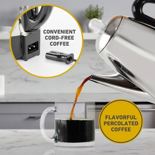 Vista 4 de Greenfield World Trade 54159 Cafetera eléctrica de 12 tazas de acero inoxidable., 1, Plateado