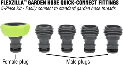 Vista 3 de Flexzilla Accesorios de conexión rápida para manguera de jardín, kit de enchufe de 5 piezas