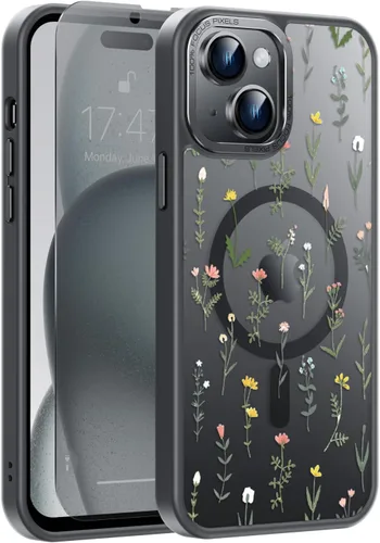 Vista 53 de Goodon para iPhone 15 Pro Max con protector de pantalla de privacidad, compatible con Magsafe, funda translúcida mate a prueba de golpes - Linda