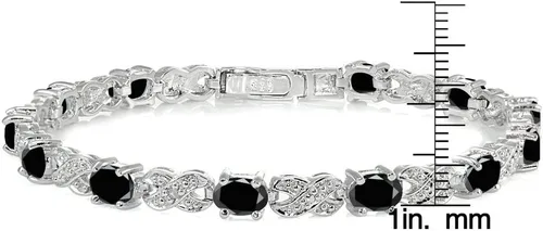 Vista 3 de Ice Gems - Pulsera de plata de ley con gemas auténticas o creadas, infinito X y ovalada