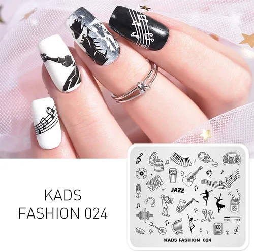 Vista 2 de KADS Nail Art Image Stamping Plates Guitar Pattern Music Fashion Image Plates DIY Plantilla de manicura (FA024)