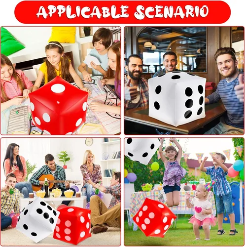 Vista 7 de Aoriher Paquete de 2 dados inflables gigantes, dados gigantes de 11.8 pulgadas para juegos amplios en interiores y exteriores, juguetes de piscina