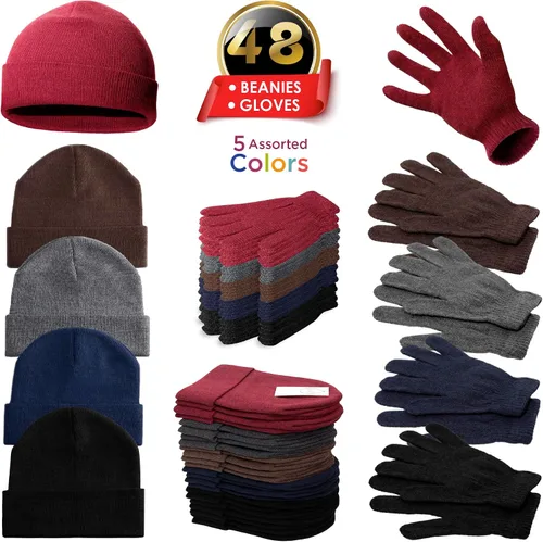 Vista 2 de Moda West Bulk 2448 Pack Winter Kit Wholesale Gloves Beanies Scarves Set Warm Accessories Donation Charity Care Bundle