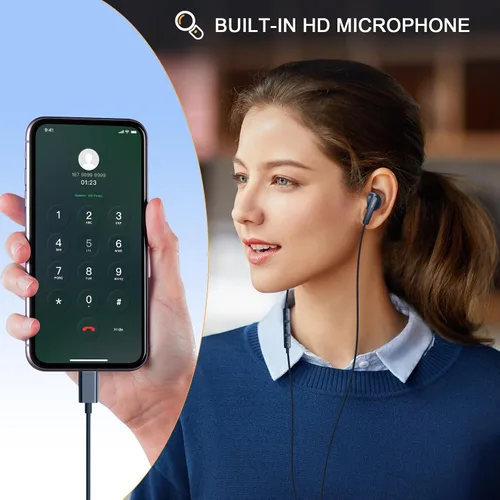 Vista 4 de Auriculares USB C para iPhone 17 16 15, auriculares con cable USB C para Samsung S24 S25 Ultra A16 5G, auriculares USB tipo C con micrófono