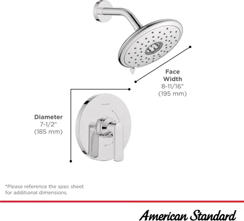 Vista 5 de American Standard TU061507.243 Kit de molduras de ducha aspiraciones, 1.8 GPM, negro mate