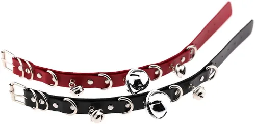 Vista 8 de FM FM42 Multicolor PU Simulated Leather Black-tone Silver-tone 4cm Large Bell Rivets Neckband Choker Necklace