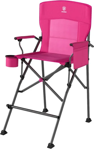 Vista 11 de EVER ADVANCED Silla alta de director con portavasos de 31", Silla plegable a altura de barra para acampar, deportes con bolsa de transporte