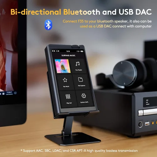 Vista 4 de Surfans Reproductor Mp3 de alta fidelidad con Bluetooth: F35 DSD Reproductor de música sin pérdida - 4.0 pulgadas Reproductor de audio digital
