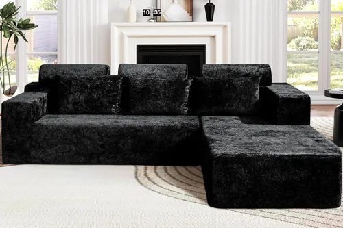 Vista 7 de Homguava - Sillones seccionales modulares para sala de estar, sofá de 101" en forma de nube con chaise en L, cómodo sofá de sala de estar
