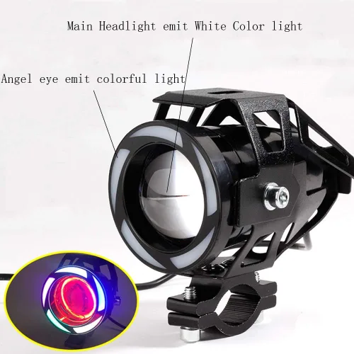 Vista 4 de Luz antiniebla LED súper brillante de 125 W, faro auxiliar de motocicleta con ángel demoníaco ojos coloridos lámpara de punto de trabajo