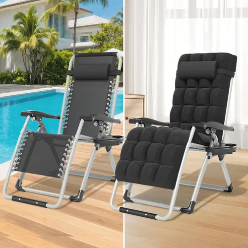 Vista 5 de Magshion Zero Gravity - Silla reclinable para patio, campamento, color Negro