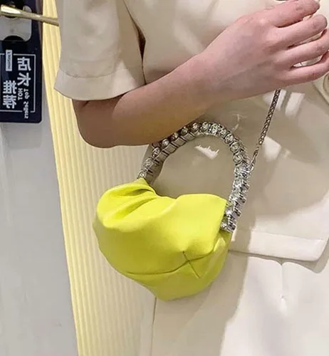 Vista 7 de Molodo Bolso de mano para mujer, bolso de mano fruncido, bolso de noche con cadena, bolso cruzado para noche, boda, fiesta