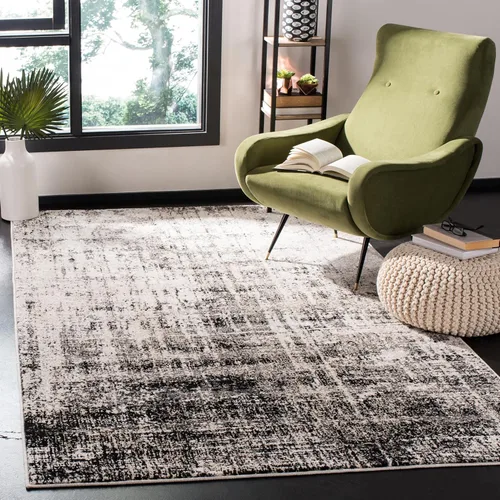 Vista 24 de SAFAVIEH Adirondack Collection - Alfombra de pasillo de 2 pies 1 pulgada x 8 pies, beige y pizarra, diseño abstracto moderno, no desprende pelusa