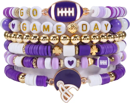 Vista 13 de Ardorchid Pulseras de Halloween para Mujeres Calabaza Fantasma Esqueleto Murciélago Calavera con Cuentas Apilables Elásticas Rugby Acción de Gracias