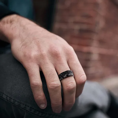 Vista 5 de Besteel Juego de 16 anillos giratorios de acero inoxidable para hombres y mujeres, anillos para aliviar el estrés y la ansiedad, color negro