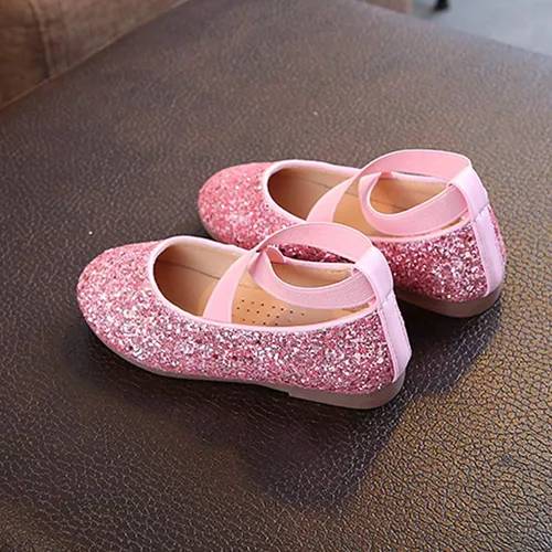 Vista 5 de YIBLBOX Zapatos planos de ballet con purpurina para niña, bailarina, Mary Jane, princesa, vestido de boda, zapatos de vestir brillantes