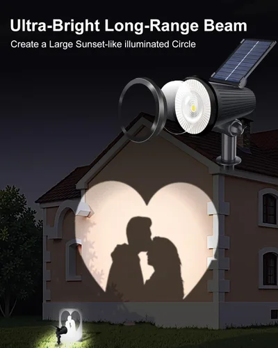 Vista 2 de Solar Powered Spotlights Outdoor Waterproof Sunset Spot LED Lights Ultra Bright for Tree, Flag, Lawn, Statue, Pool, Garden, House, Wall, Yard, Path