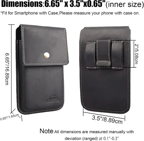Vista 5 de Topstache Funda grande de cuero para cinturón, funda de celular con clip para cinturón para S23 S22, bolsa de cuero para iPhone 14 Pro, 14