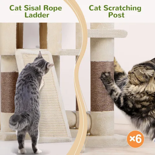 Vista 6 de Globlazer Árboles para Gatos de Servicio Pesado para Gatos Grandes, Árbol para Gatos Maine Coon Resistente de 72 pulgadas para Gatos Grandes de 20+
