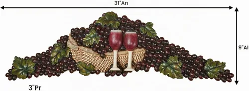 Vista 3 de Touch of Class Decoración de pared para vino, picnic, viñedo, uvas, múltiples tierras, resina, morado, verde, bronceado, uvas, copas rellenas