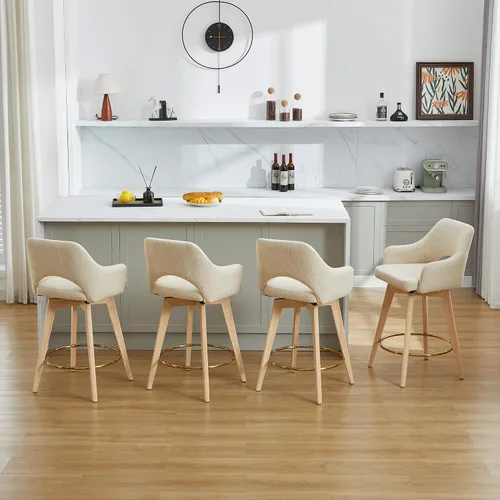 Vista 10 de Zesthouse Juego de 2 taburetes giratorios para mostrador, taburetes de bar de altura de mostrador de madera con respaldo y brazo, taburetes de bar