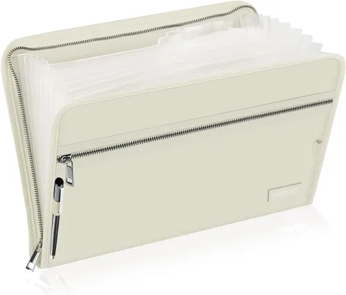 Vista 10 de Carpeta de archivos expansible, organizador de documentos importante, bolsa de documentos ignífuga e impermeable con tamaño A4, 3 bolsillos, cierre