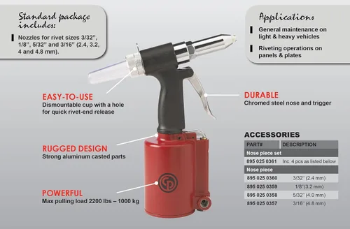 Vista 2 de Chicago Pneumatic CP9882 - Remachadora de aire, herramientas mecánicas, construcción, mejoras para el hogar, herramienta de pistola de aire