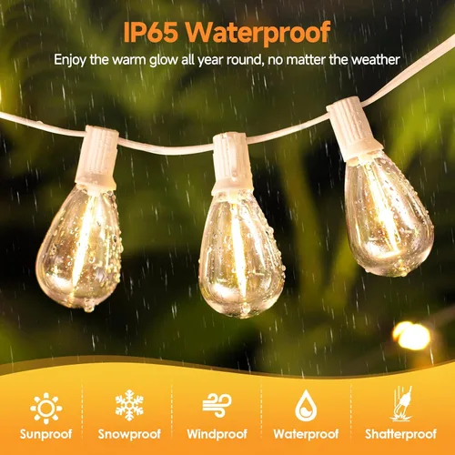 Vista 3 de Larkvue Tira de luces LED S11 de 75 pies para exteriores, luz regulable para patio, con 22+2 bombillas Edison de 2700 K impermeables, inastillables