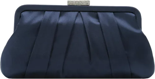 Vista 17 de CHARMING TAILOR Bolso de embrague clásico plisado de satén adornado con diamantes para bodas, bailes, eventos de corbata negra