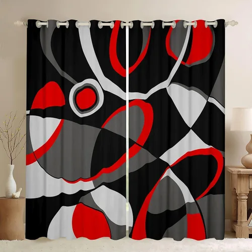 Vista 9 de Feelyou Cortinas de videojuegos negro y gris para niños, dormitorio, música, audífonos, notas, cortinas de ventana, para niños, adolescentes
