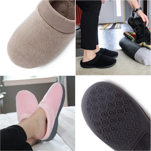 Vista 5 de isotoner Womens Terry and Satin Slip on Cushioned Slipper with Memory Foam for IndoorOutdoor Comfort Flat Sandals