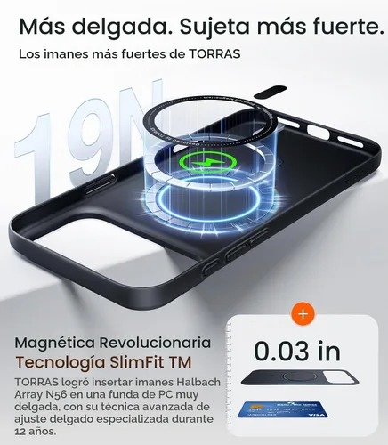 Vista 4 de TORRAS Funda magnética delgada para iPhone 18 Pro Max Ultra Thin, negro 1-negro