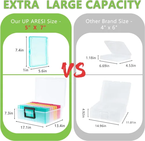 Vista 2 de Estuche para fotos de 5 x 7 pulgadas, caja de almacenamiento de fotos y manualidades – 18 fundas internas para organizar fotos, caja