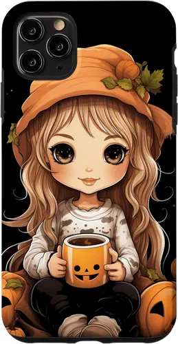 Vista 13 de Chibi Girl Anime Kawaii Pumpkin Spice Latte Fall Halloween Case for iPhone 16