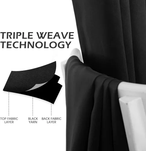 Vista 6 de MYSKY HOME Cortinas opacas negras para dormitorio, cortinas opacas de 84 pulgadas de largo para sala de estar, 2 paneles con aislamiento térmico