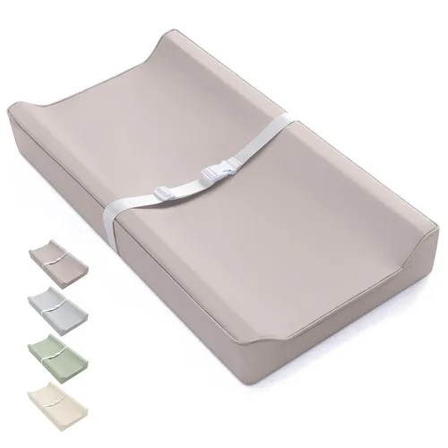 Vista 11 de Blissful Diary Cambiador de bebé de cuero vegano con cubierta de poliuretano impermeable y fácil de limpiar, tamaño aguacate, cómodo cambiador
